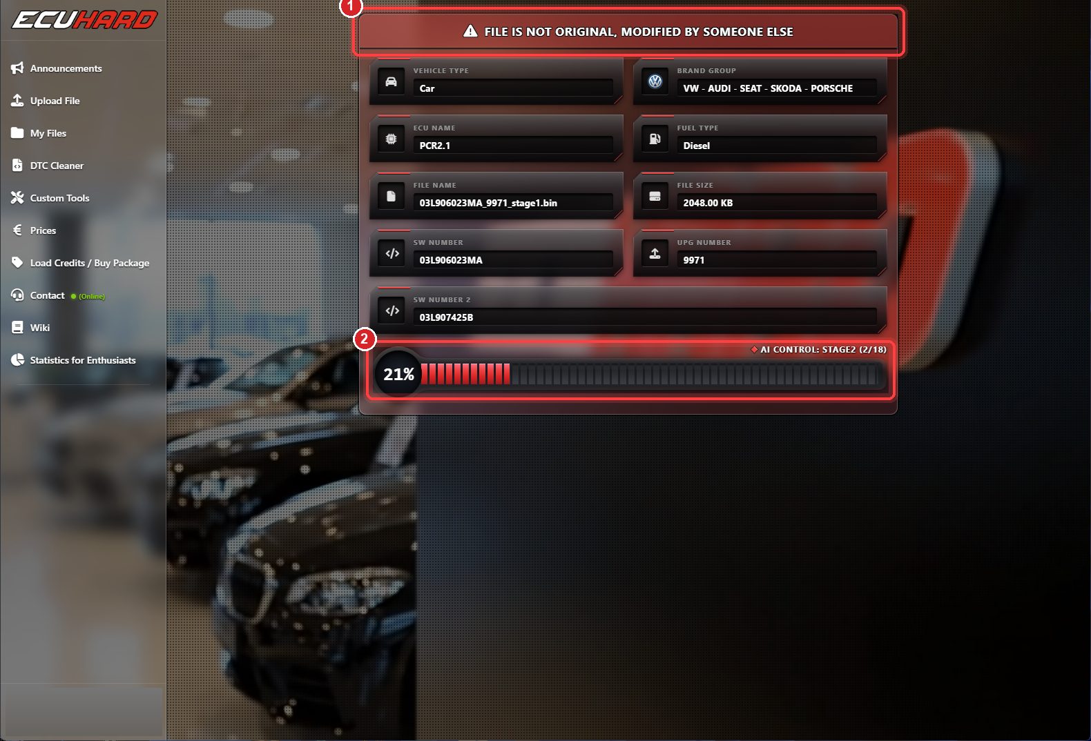 The system scans the file automatically